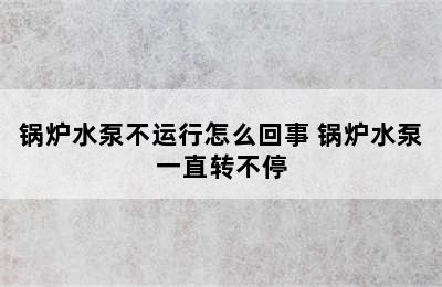 锅炉水泵不运行怎么回事 锅炉水泵一直转不停